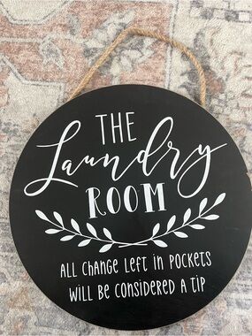 Hobby Lobby Black and White 'The Laundry Room' Round Wall Sign